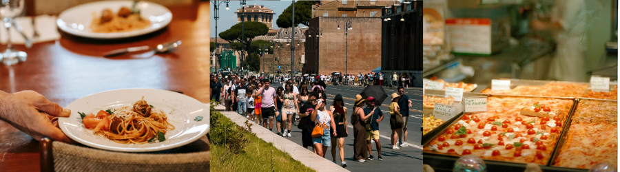 Turisti e cibo tipico italiano